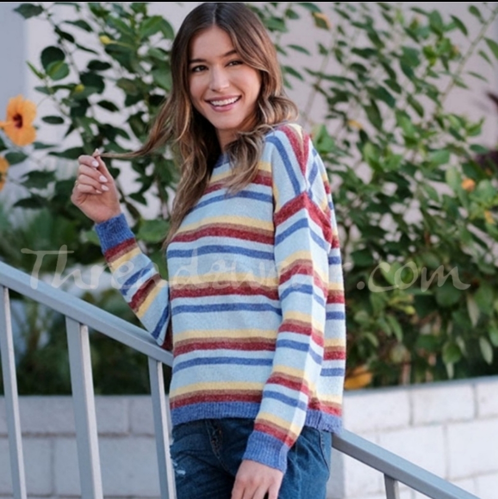 Threadzwear Fuzzy striped sweater